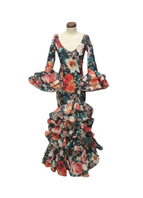 T 38 - Robe Flamenco Plama del Rio. Imprimé Fleur